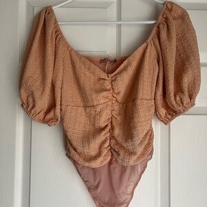 Peach Puff Sleeve Bodysuit